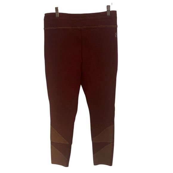 Free People Movement size Large raw hem brown red pants drawstring patch work - Picture 5 of 5